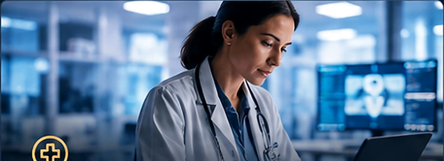 Healthcare professional using technology in a modern clinical environment