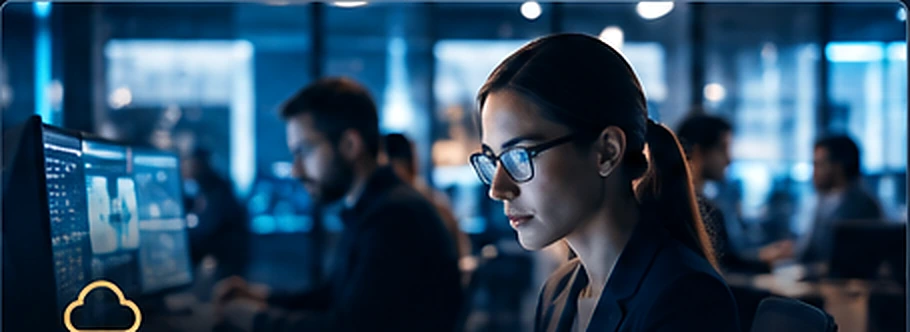 Technology professionals working in a modern enterprise environment